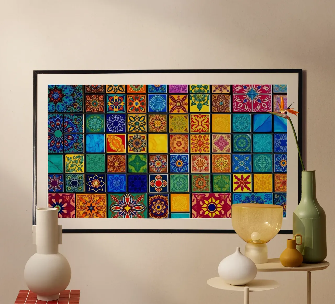 Tessere di mosaico colorate con motivi e disegni intricati poster da DesignDoodle