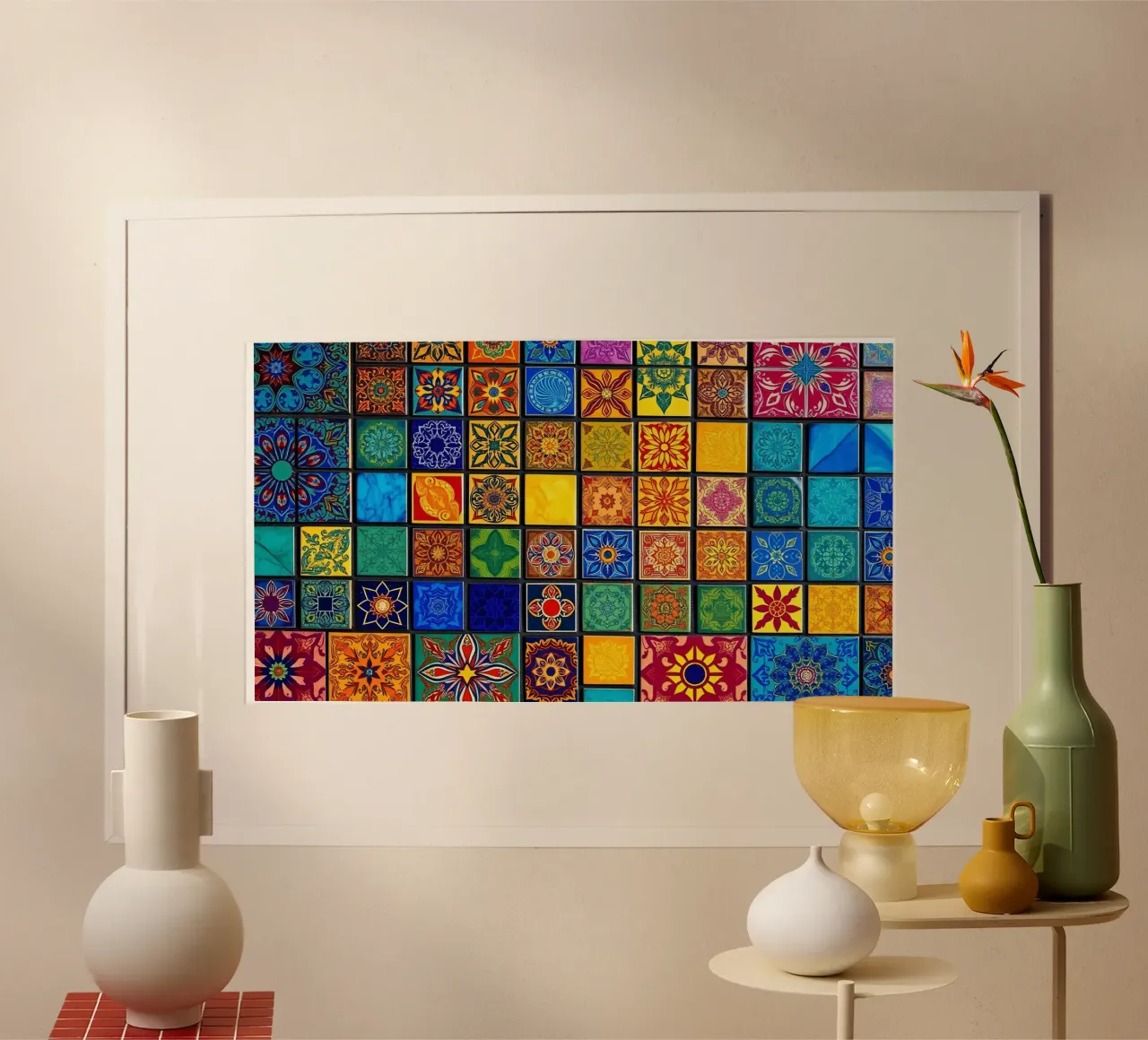 Tessere di mosaico colorate con motivi e disegni intricati poster da DesignDoodle