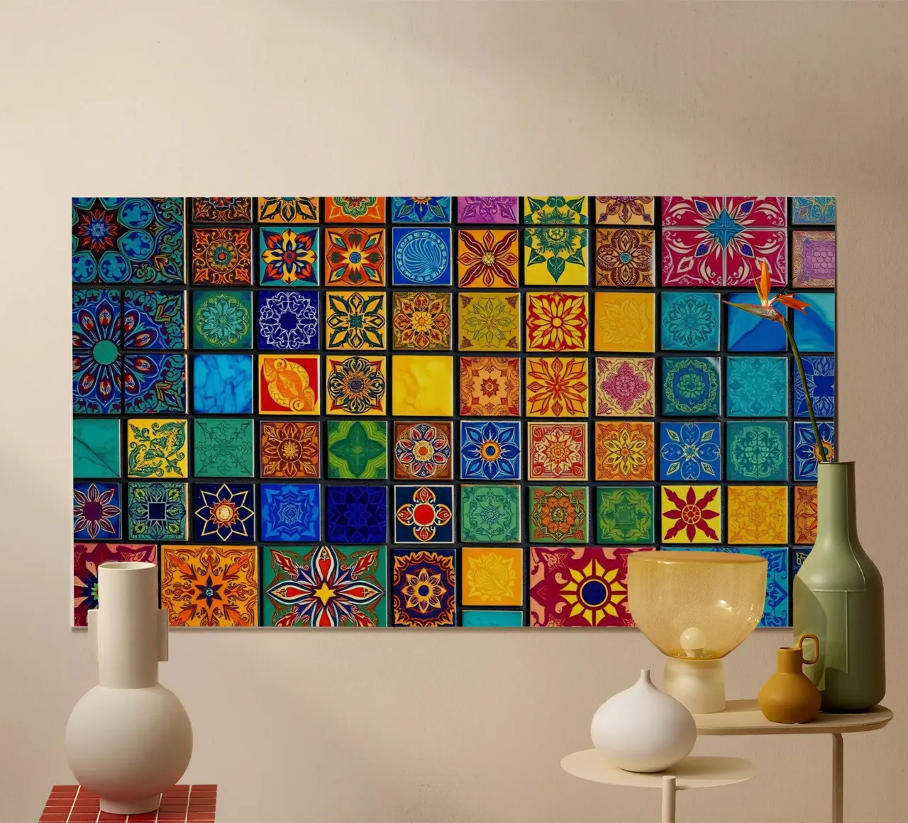 Tessere di mosaico colorate con motivi e disegni intricati poster da DesignDoodle