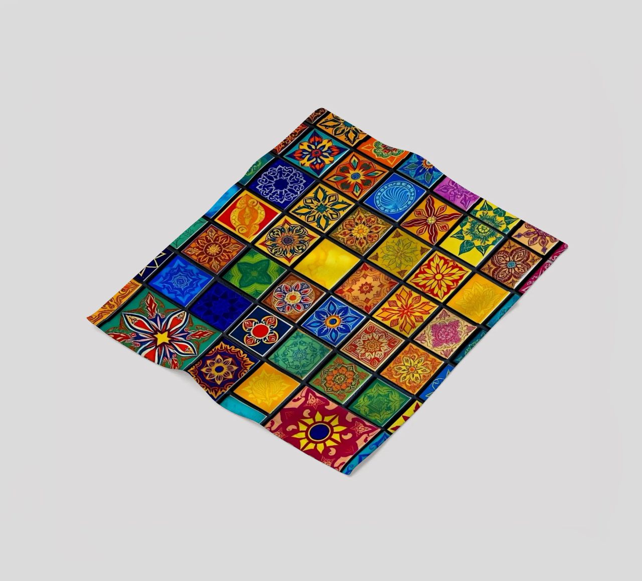 Tessere di mosaico colorate con motivi e disegni intricati coperta in pile da DesignDoodle