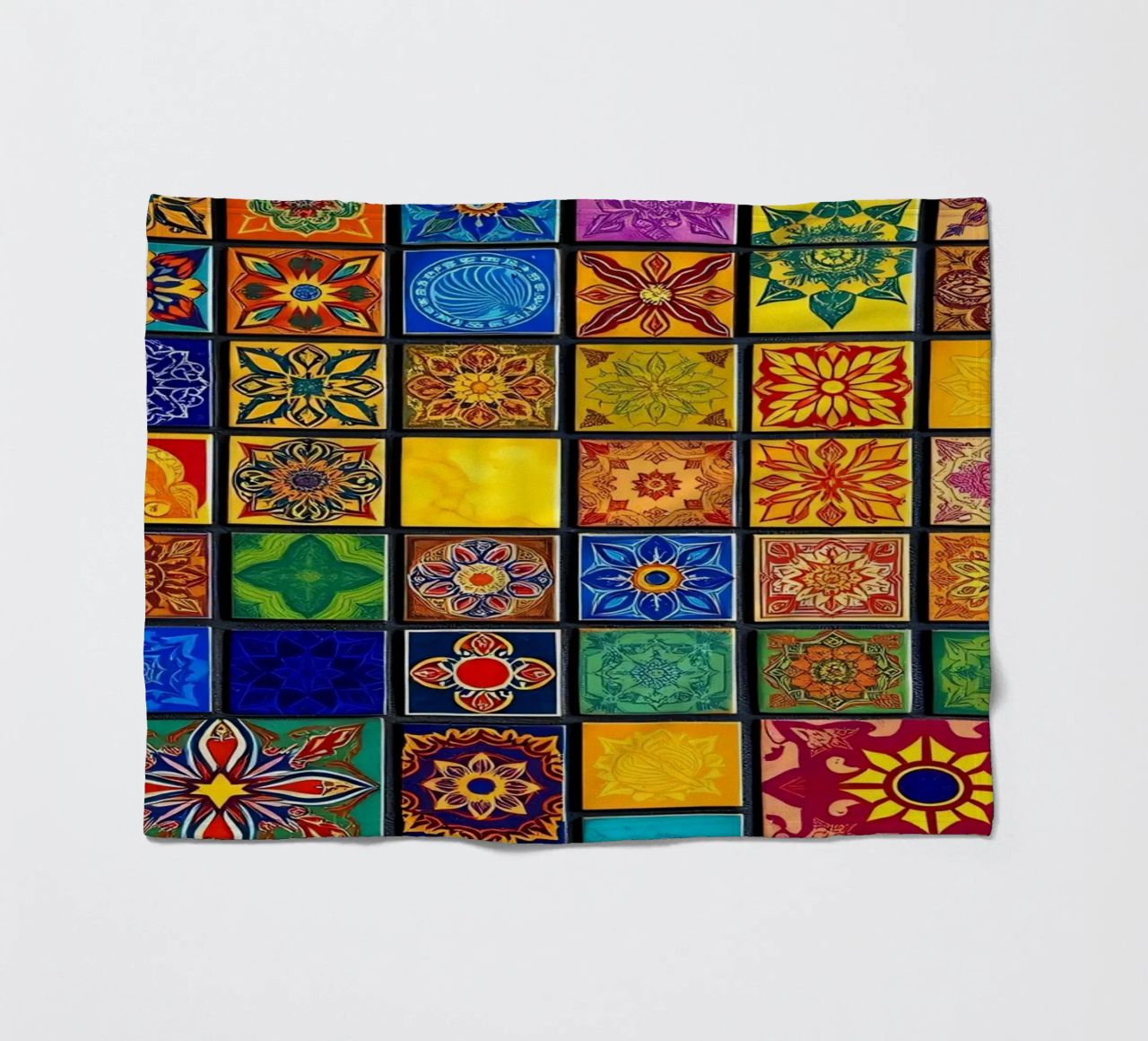 Tessere di mosaico colorate con motivi e disegni intricati coperta in pile da DesignDoodle