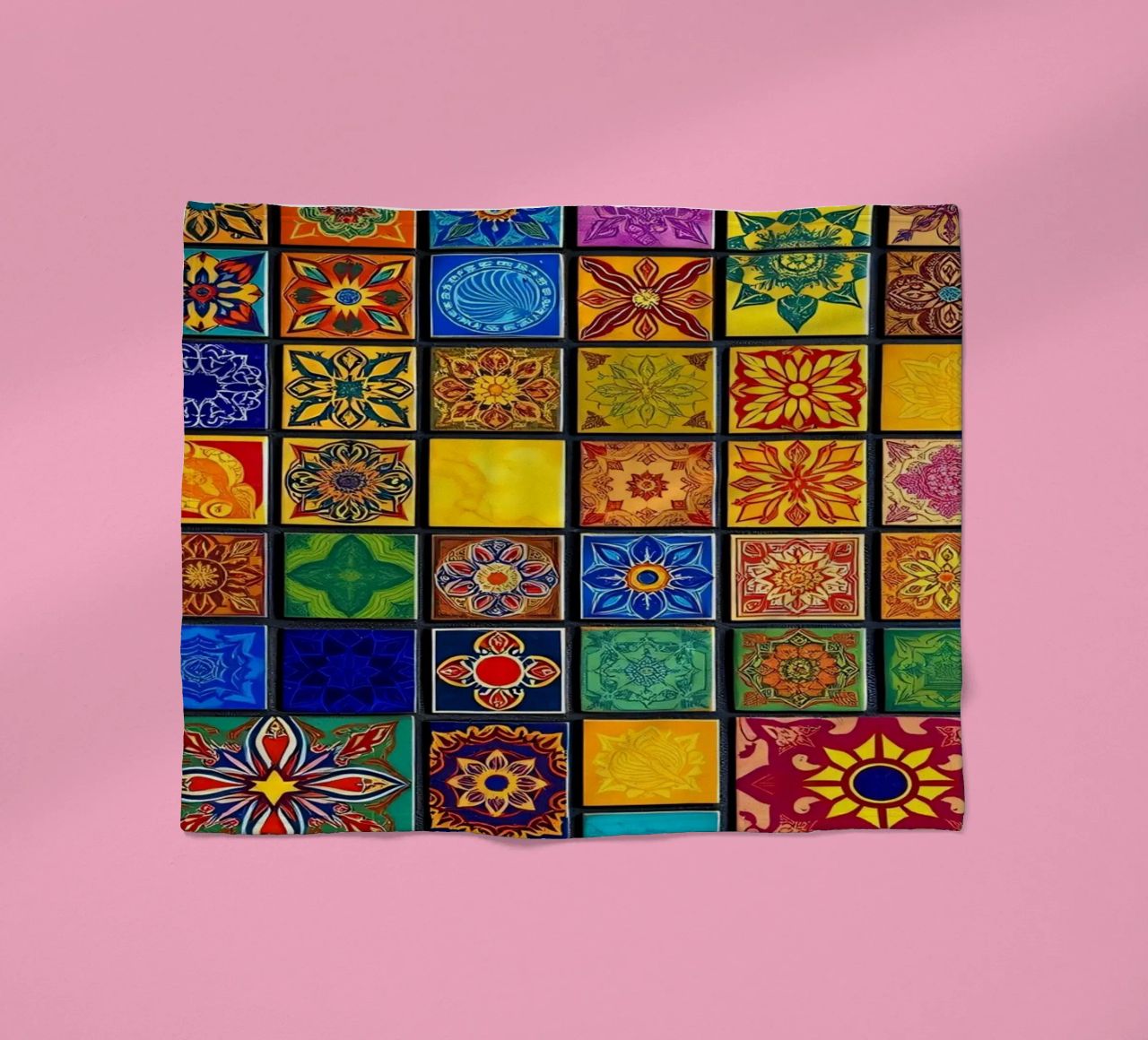 Tessere di mosaico colorate con motivi e disegni intricati coperta in pile da DesignDoodle