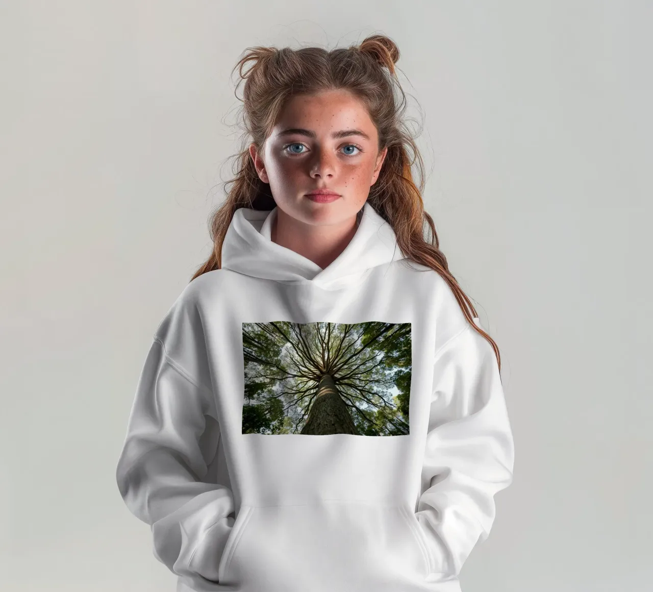 Un albero maestoso che sovrasta la foresta con i suoi rami felpa bambino con cappuccio da DesignDoodle