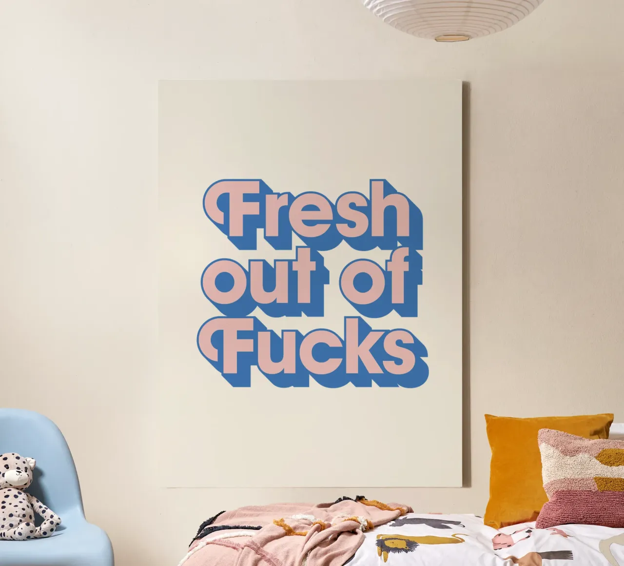 Fresh Out of Fucks sarcastico Umoristico Sassy Typografie Regalo tela con Cornice a cassetta da THE MOTIVATED TYPE