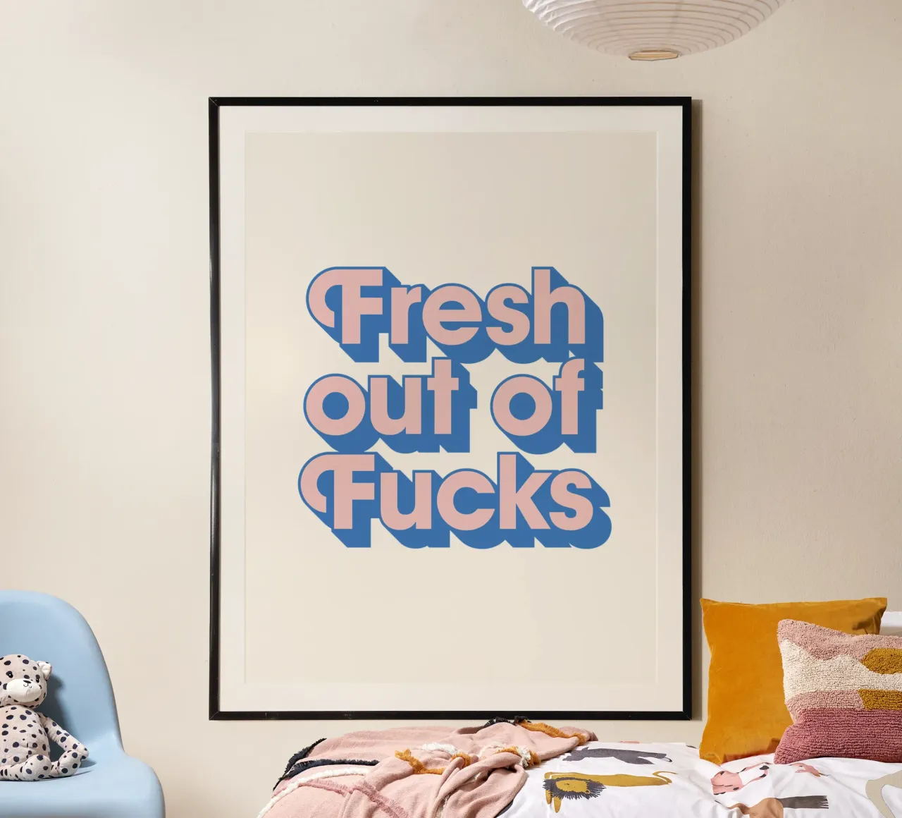 Fresh Out of Fucks sarcastico Umoristico Sassy Typografie Regalo poster con telaio in alluminio da THE MOTIVATED TYPE