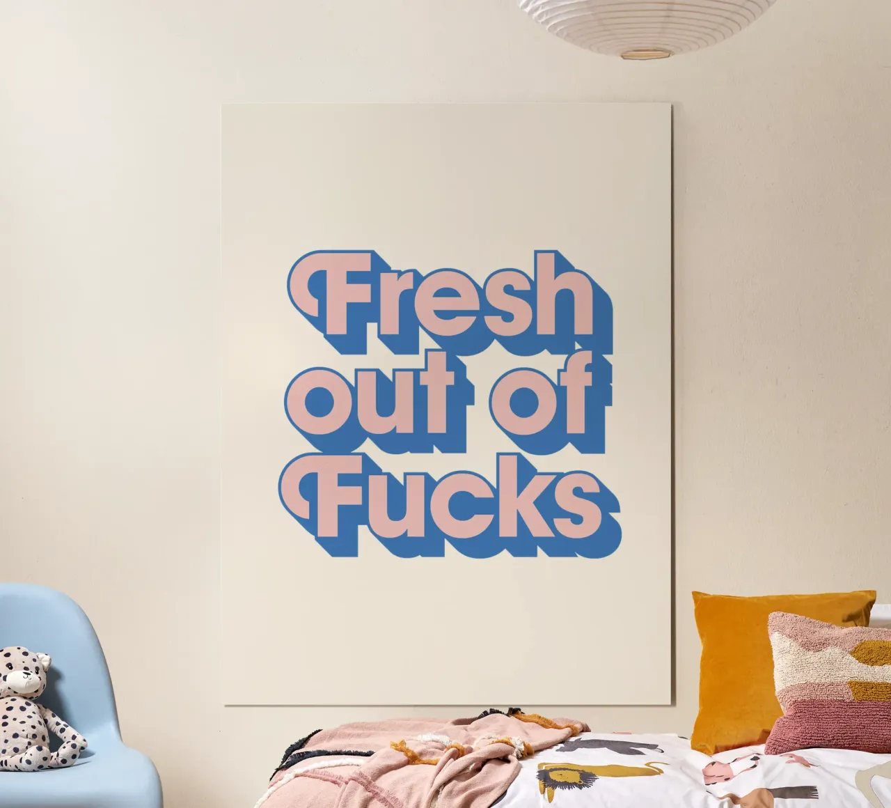 Fresh Out of Fucks sarcastico Umoristico Sassy Typografie Regalo poster con telaio in alluminio da THE MOTIVATED TYPE