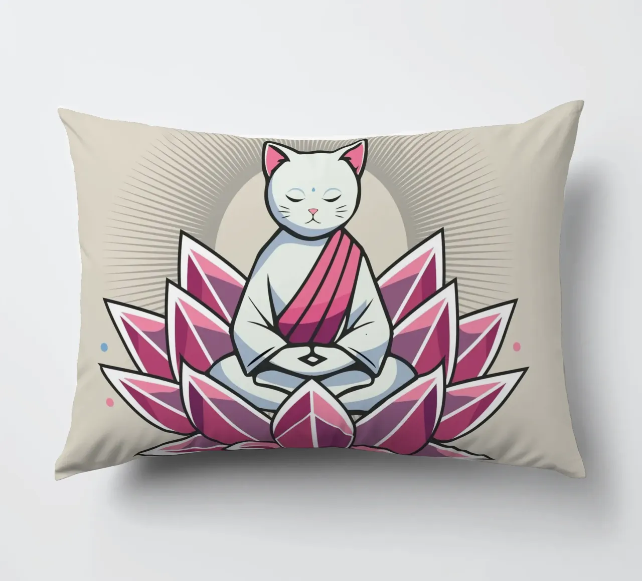 Gatto in meditazione pacifica in un fiore di loto cuscino da namosh