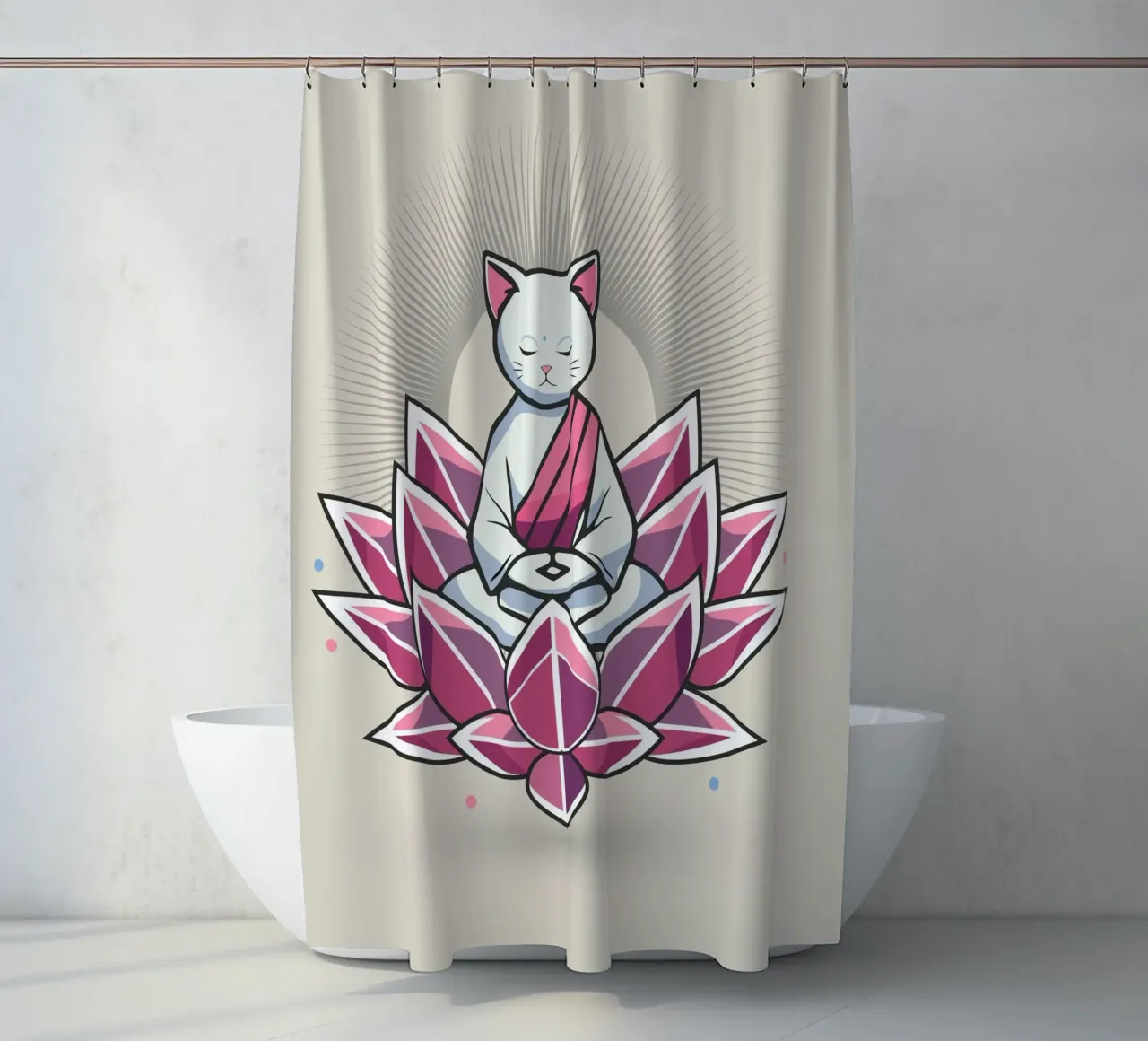 Peacefully meditating cat in lotus blossom shower curtain by namosh