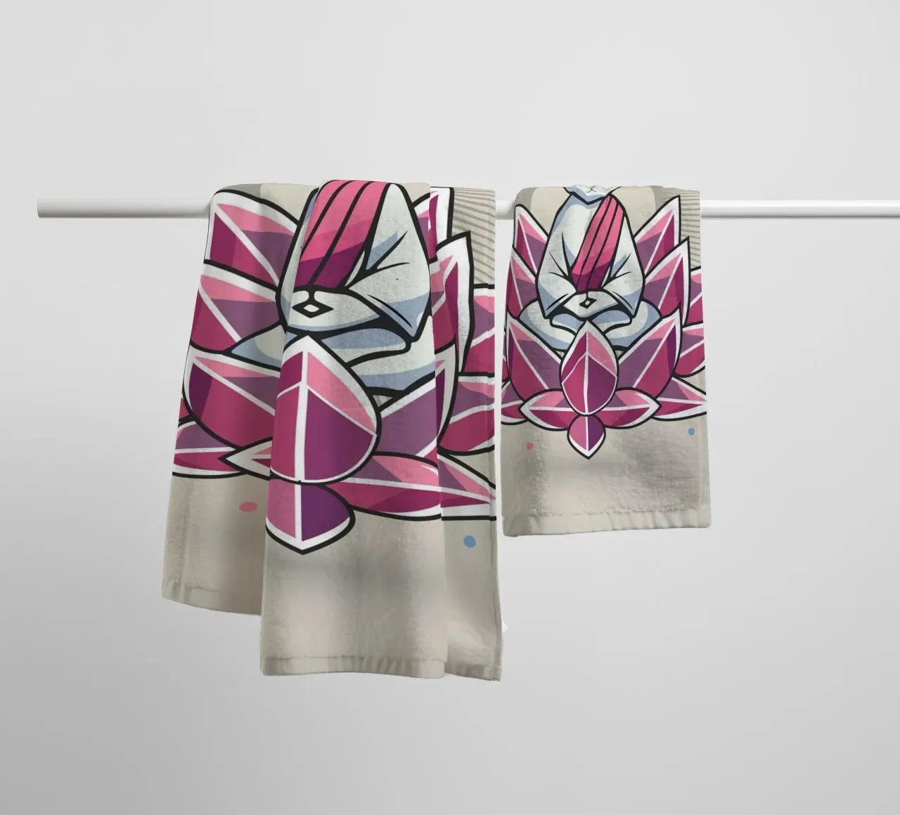 Chat méditant paisiblement dans une fleur de lotus serviette de bain de namosh