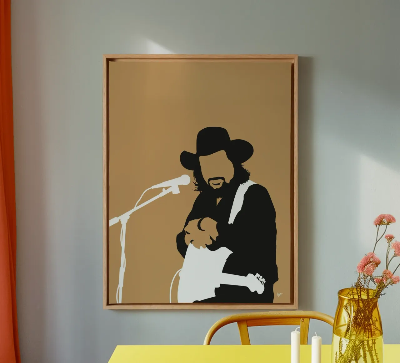 No280 Waylon Jennings tela con Cornice a cassetta da Iconic Rockstars