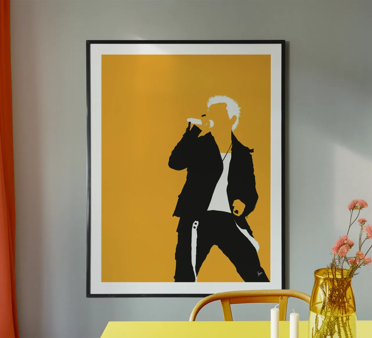 No284 Billy Idol poster con telaio in legno da Iconic Rockstars