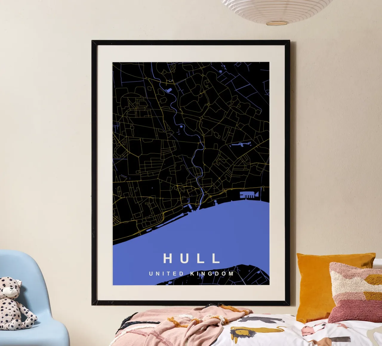 Mappa della città di Hull, Regno Unito, nero e oro poster da Cartographers Library