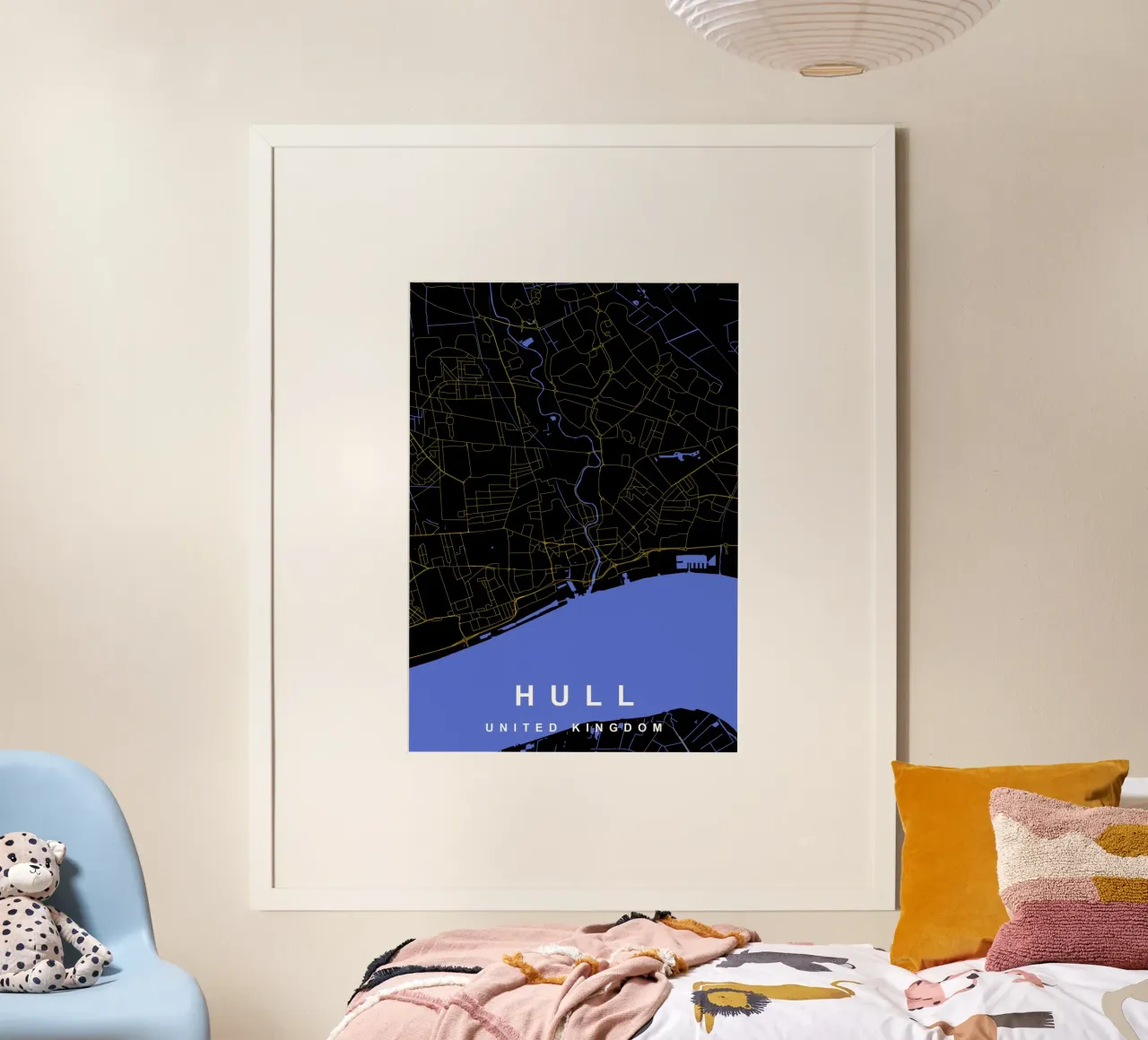 Mappa della città di Hull, Regno Unito, nero e oro poster da Cartographers Library