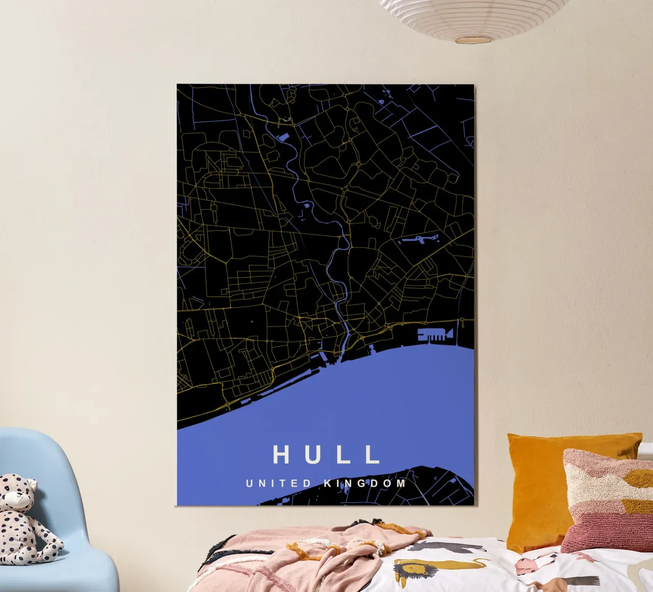 Mappa della città di Hull, Regno Unito, nero e oro poster da Cartographers Library