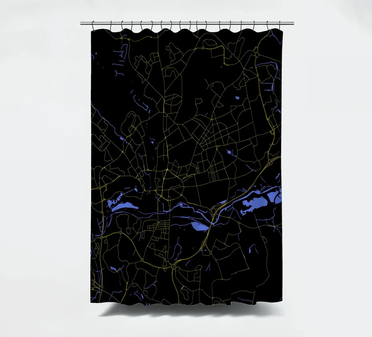 Mappa della città di Northampton Regno Unito nero e oro tenda da doccia da Cartographers Library