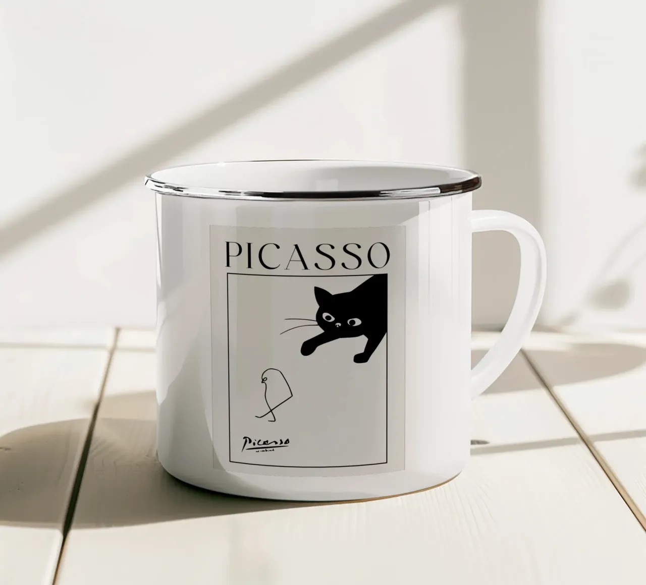 playful black cat tazza in smalto da ramosashop