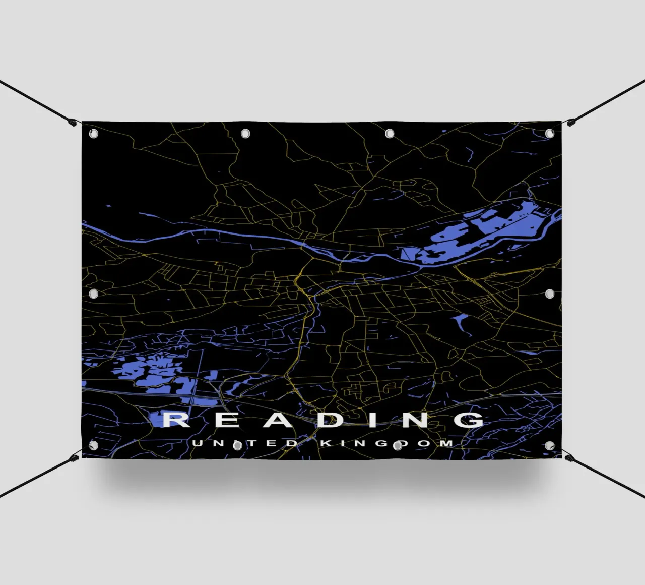 Mappa della città di Reading Regno Unito nero e oro telo in pvc da Cartographers Library