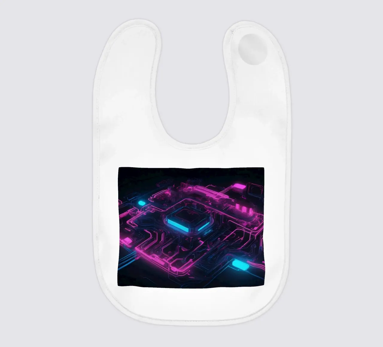 Il design vibrante del circuito stampato al neon mette in mostra la tecnologia bavaglino da DesignDoodle