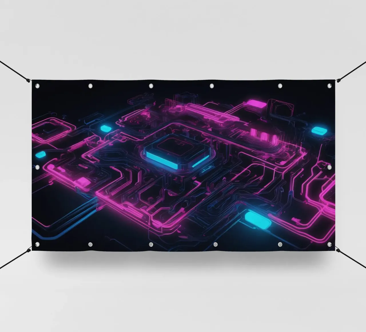 Il design vibrante del circuito stampato al neon mette in mostra la tecnologia telo in pvc da DesignDoodle