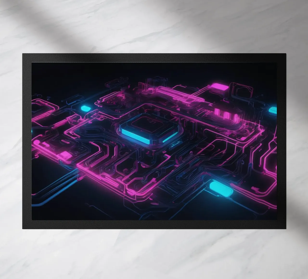 Il design vibrante del circuito stampato al neon mette in mostra la tecnologia zerbino da DesignDoodle