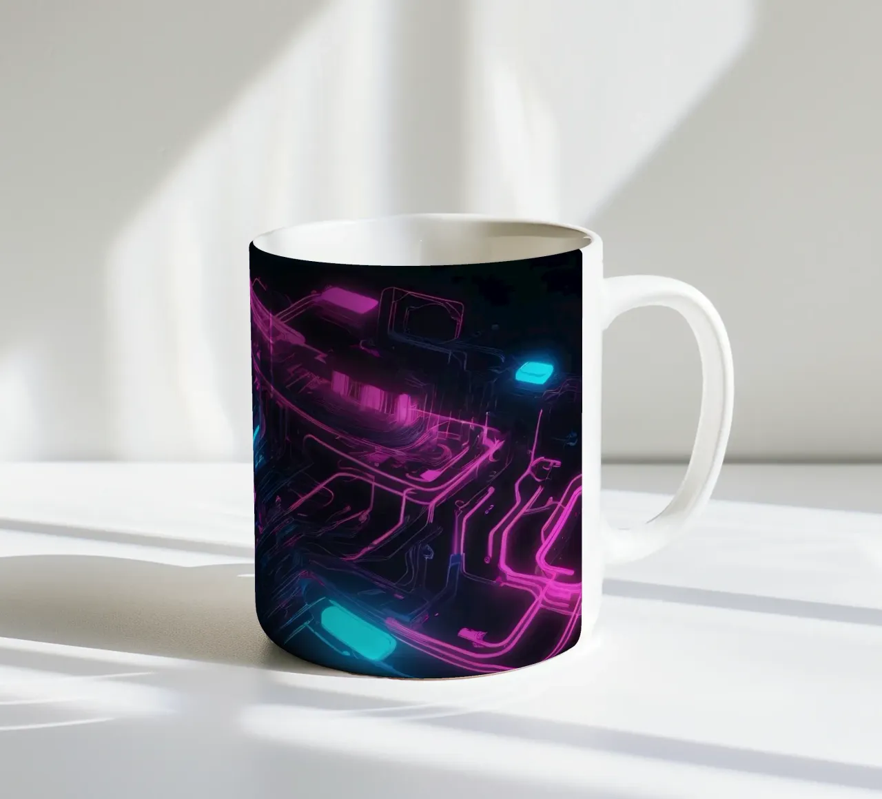 Il design vibrante del circuito stampato al neon mette in mostra la tecnologia tazza in ceramica da DesignDoodle