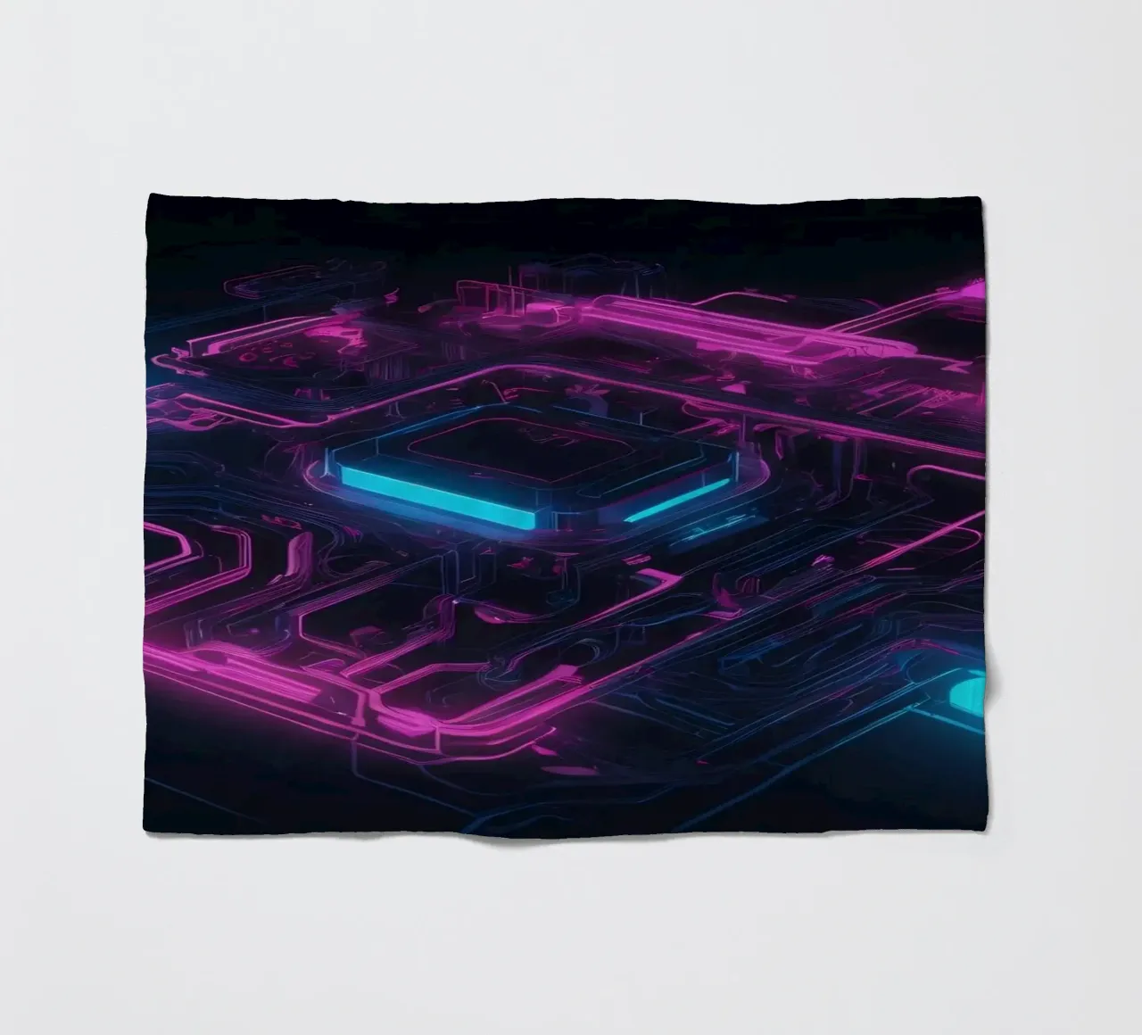 Lebendiges Neon-Leiterplattendesign zur Präsentation der Technologie Fleecedecke von DesignDoodle