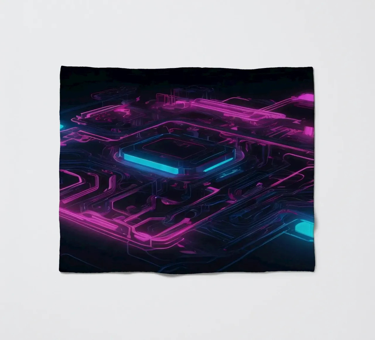 Lebendiges Neon-Leiterplattendesign zur Präsentation der Technologie Fleecedecke von DesignDoodle