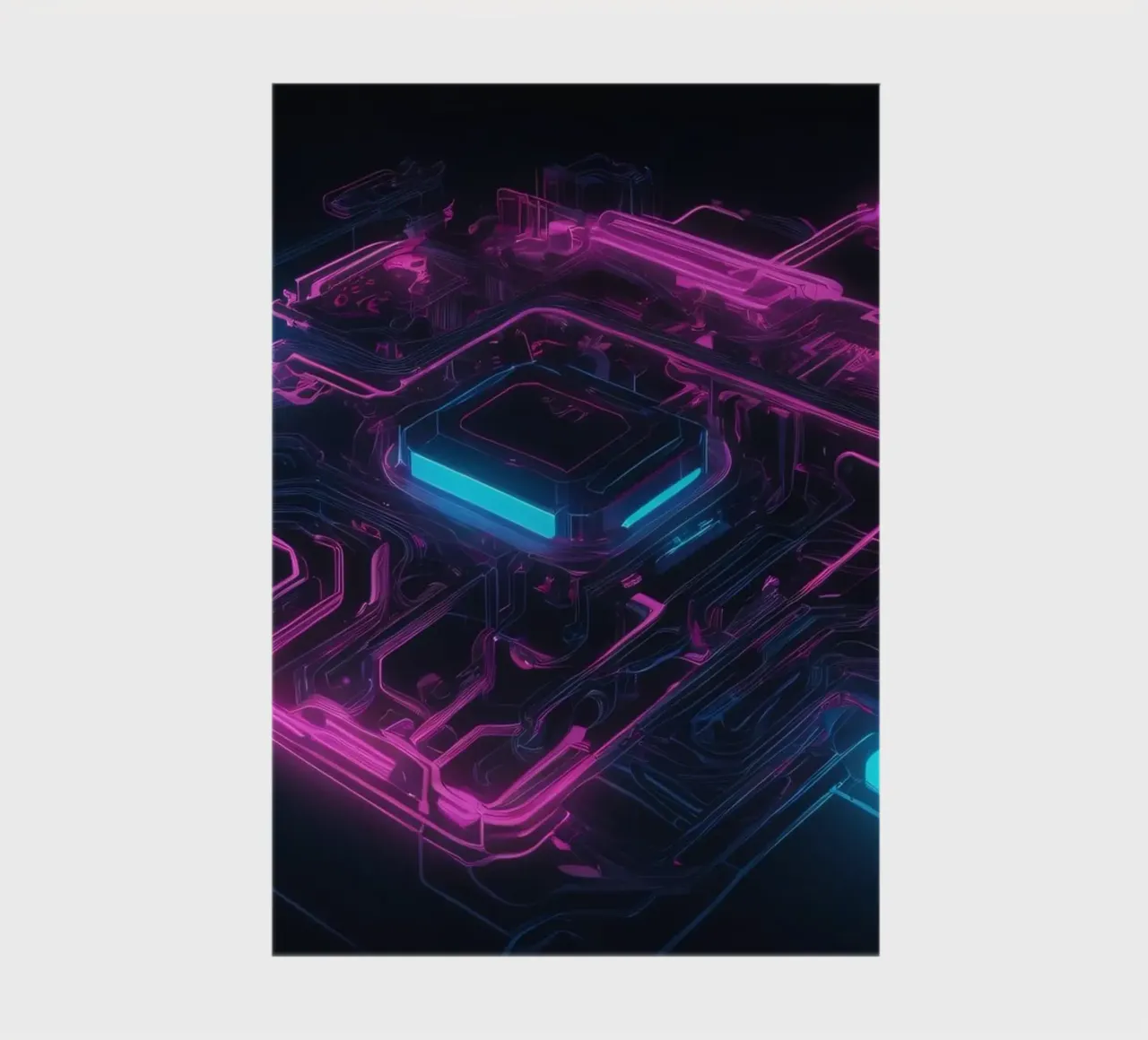 Vibrant neon circuit board design showcasing technology notebook by DesignDoodle