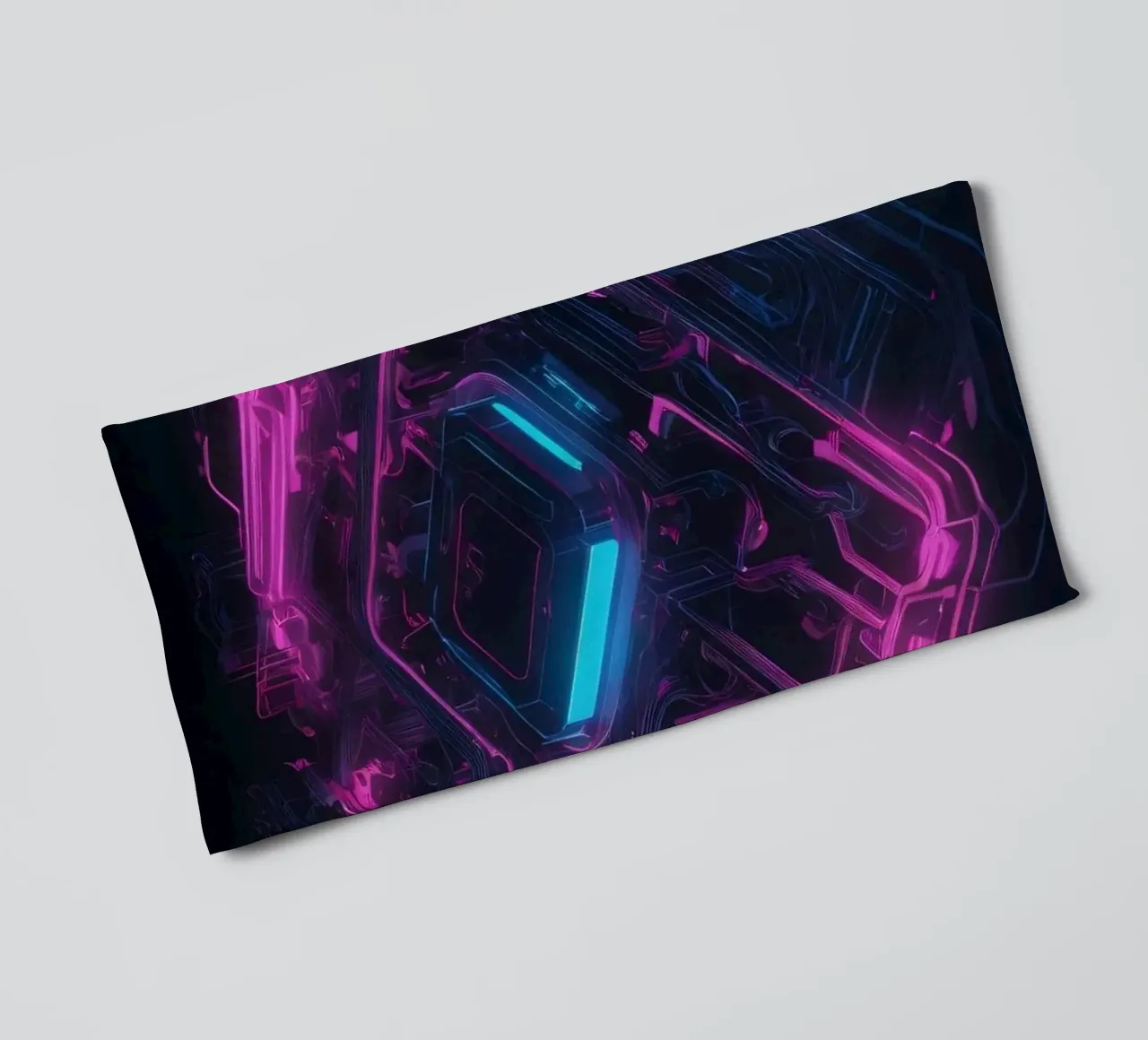 Vibrant neon circuit board design showcasing technology towel by DesignDoodle