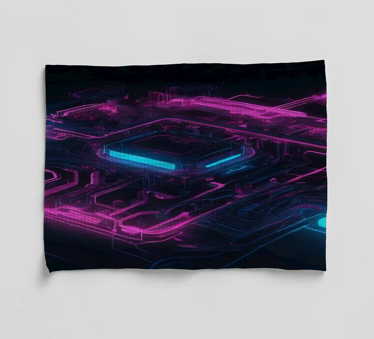 Carte de circuit imprimé au néon vibrant mettant en valeur la technologie torchon de DesignDoodle
