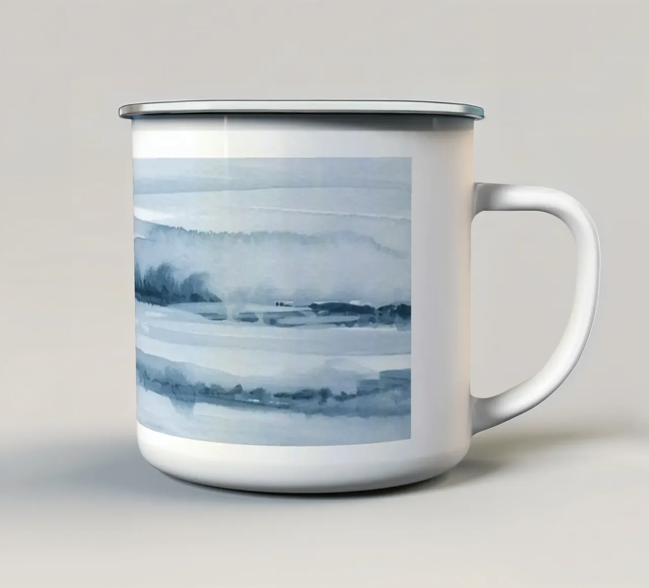 Tratti di acquerello blu tazza in smalto da NouveauPrints