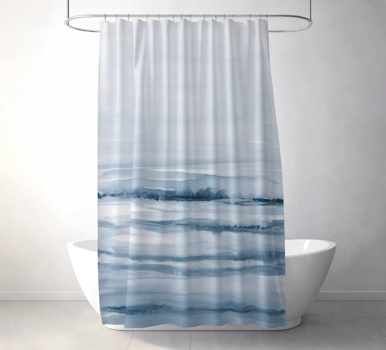 Blaue Aquarellstriche Duschvorhang von NouveauPrints