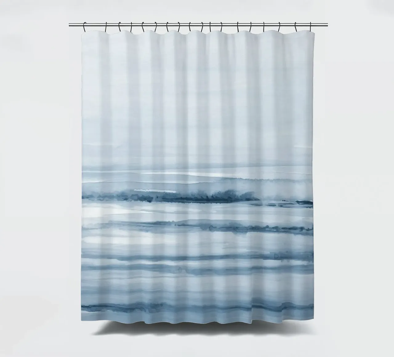 Blaue Aquarellstriche Duschvorhang von NouveauPrints