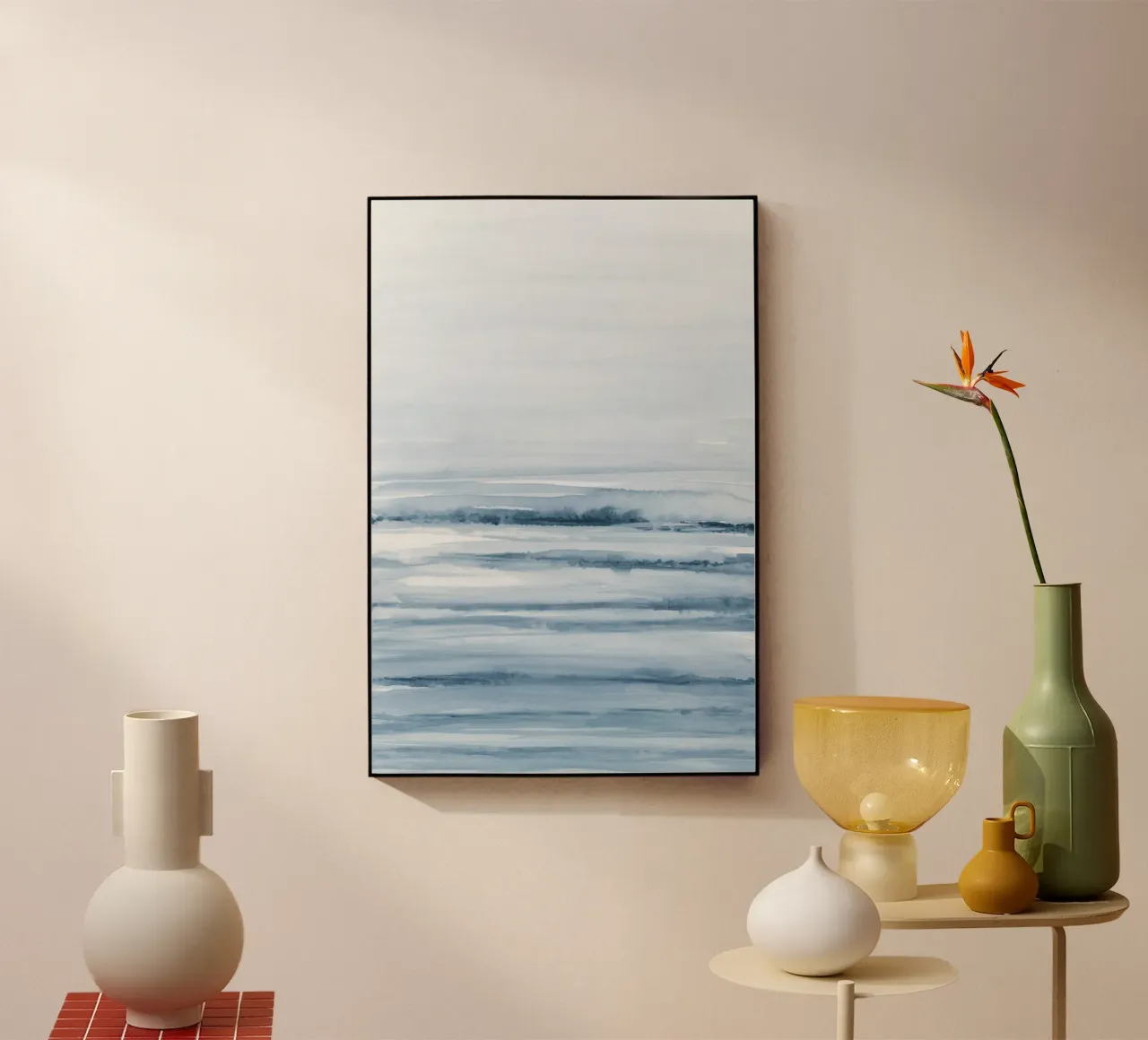 Blue watercolor strokes acrylic glass by NouveauPrints