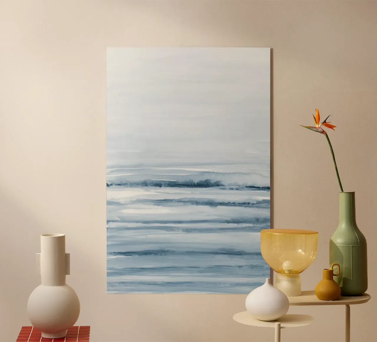 Blue watercolor strokes acrylic glass by NouveauPrints