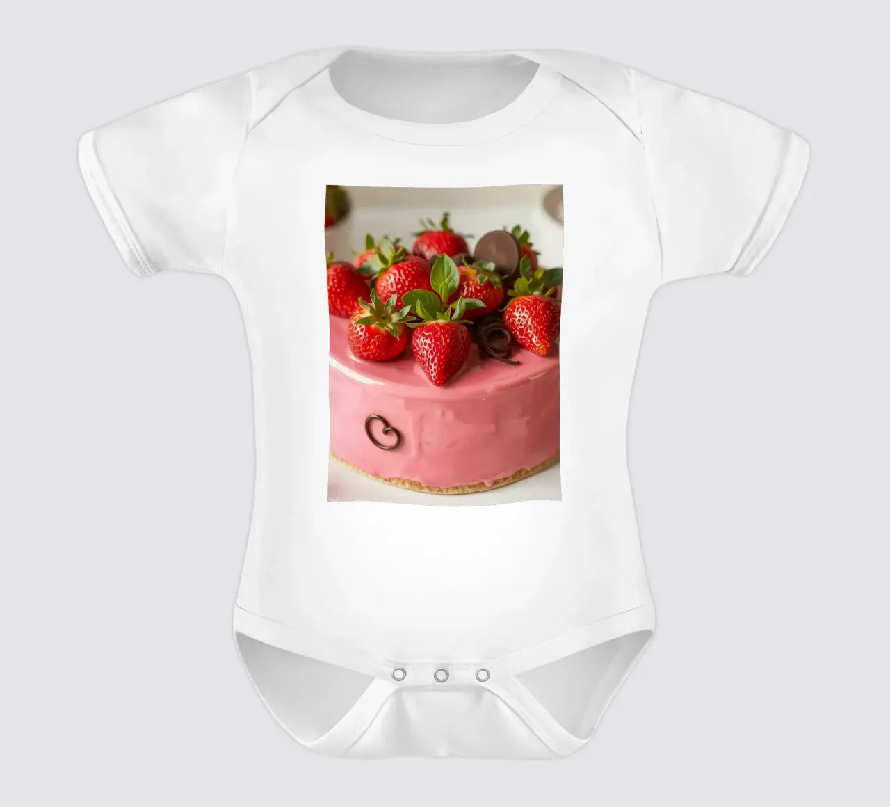 Délicieux gâteau aux fraises garni de baies fraîches et de menthe body bébé de DesignDoodle