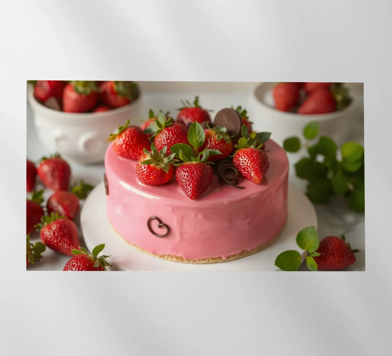Deliziosa torta alle fragole con frutti di bosco freschi e menta pellicola backlit da DesignDoodle