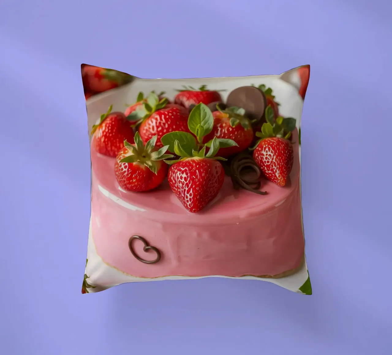 Deliziosa torta alle fragole con frutti di bosco freschi e menta cuscino da DesignDoodle