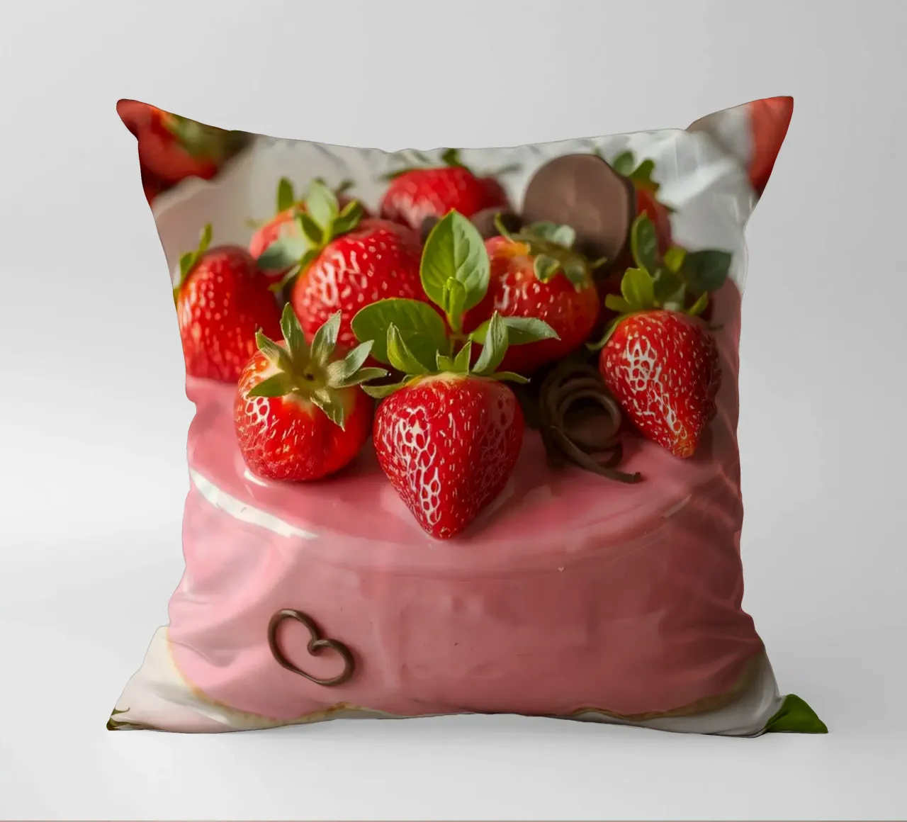 Deliziosa torta alle fragole con frutti di bosco freschi e menta cuscino da DesignDoodle