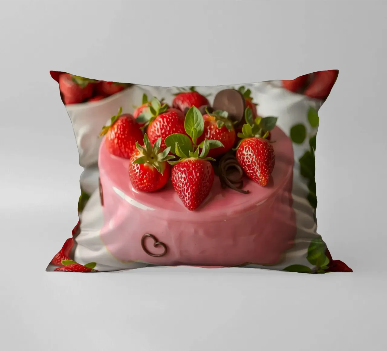 Deliziosa torta alle fragole con frutti di bosco freschi e menta cuscino da DesignDoodle