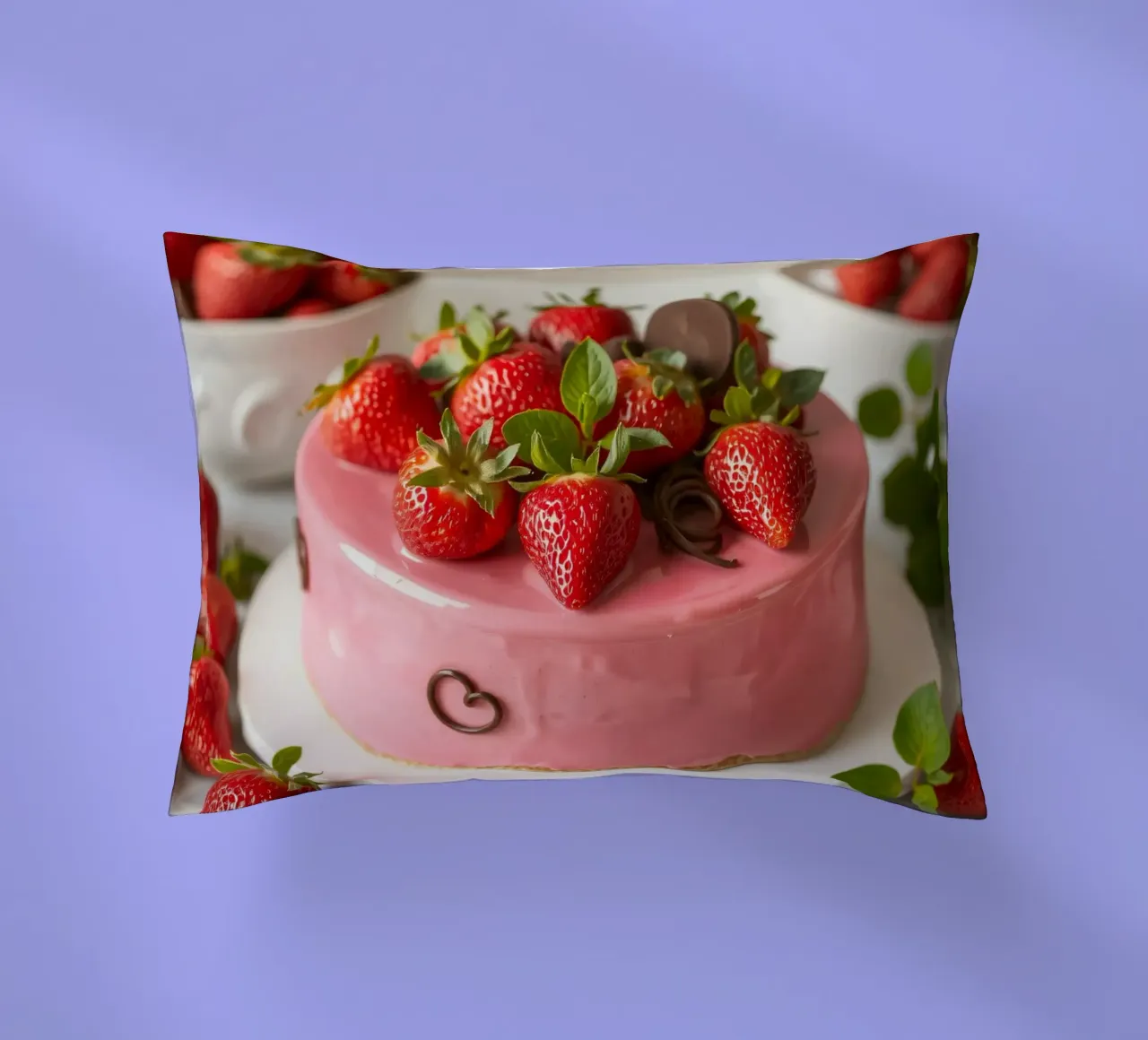 Deliziosa torta alle fragole con frutti di bosco freschi e menta cuscino da DesignDoodle
