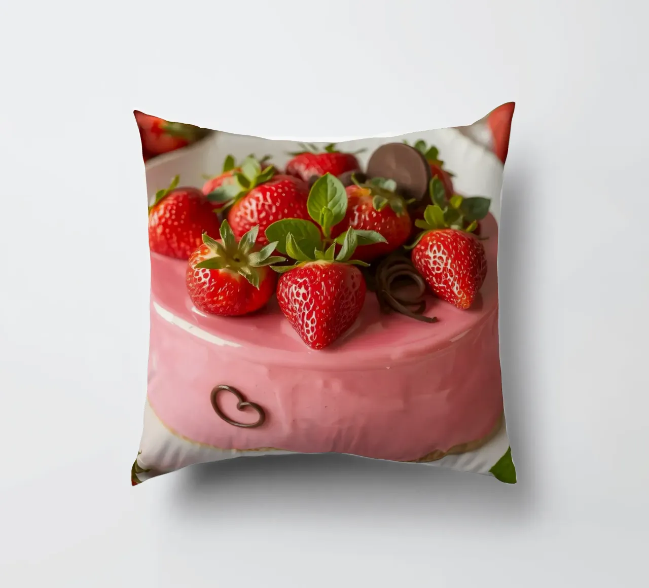 Deliziosa torta alle fragole con frutti di bosco freschi e menta cuscino da DesignDoodle