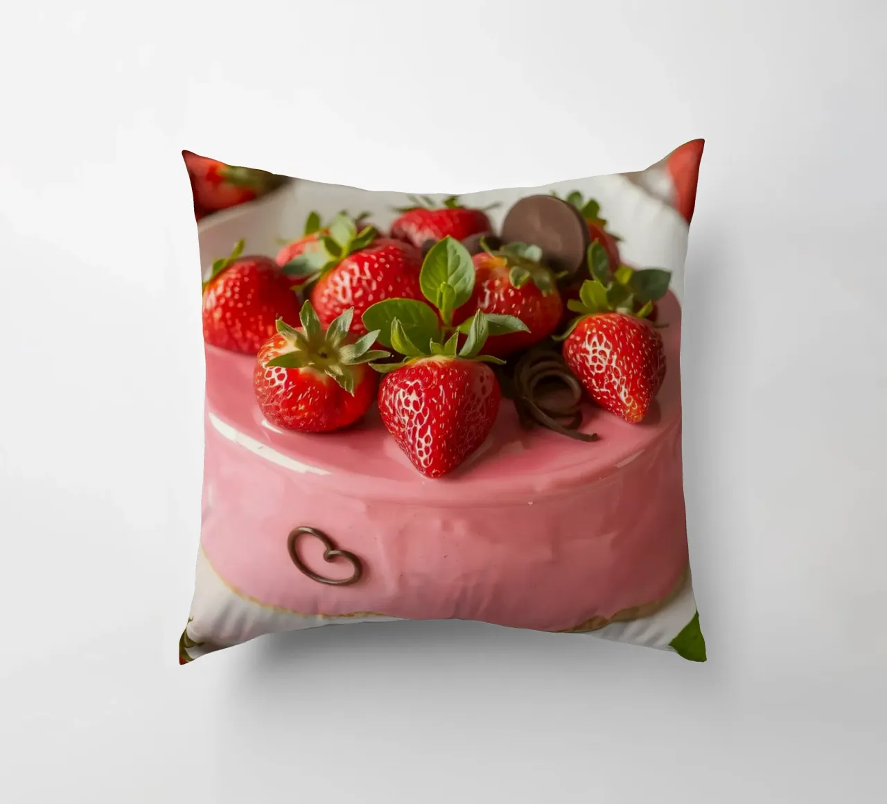Deliziosa torta alle fragole con frutti di bosco freschi e menta cuscino da DesignDoodle