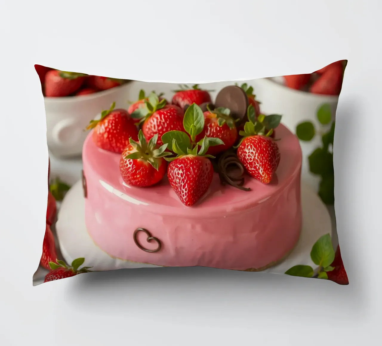 Deliziosa torta alle fragole con frutti di bosco freschi e menta cuscino da DesignDoodle