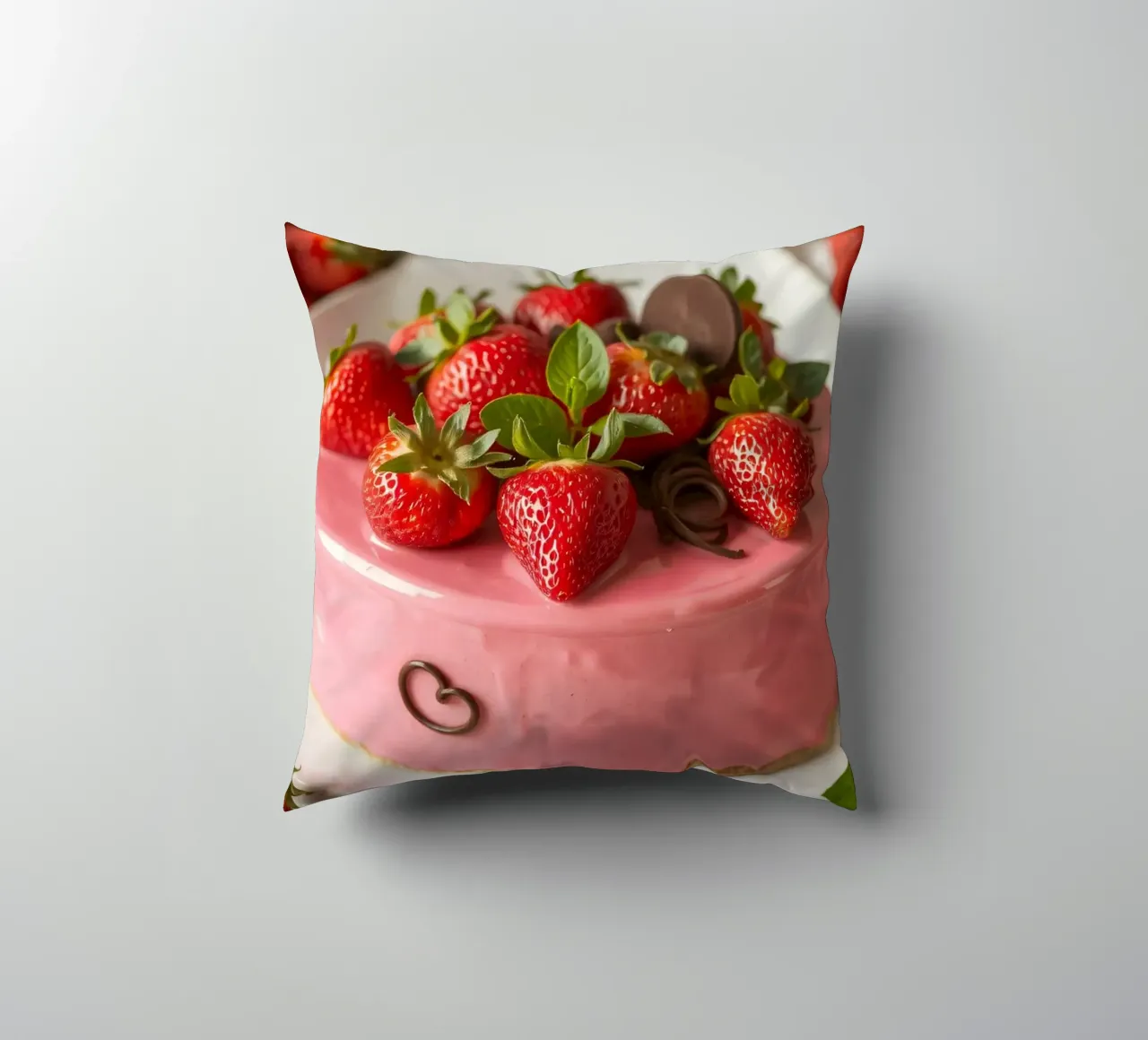Deliziosa torta alle fragole con frutti di bosco freschi e menta cuscino da DesignDoodle