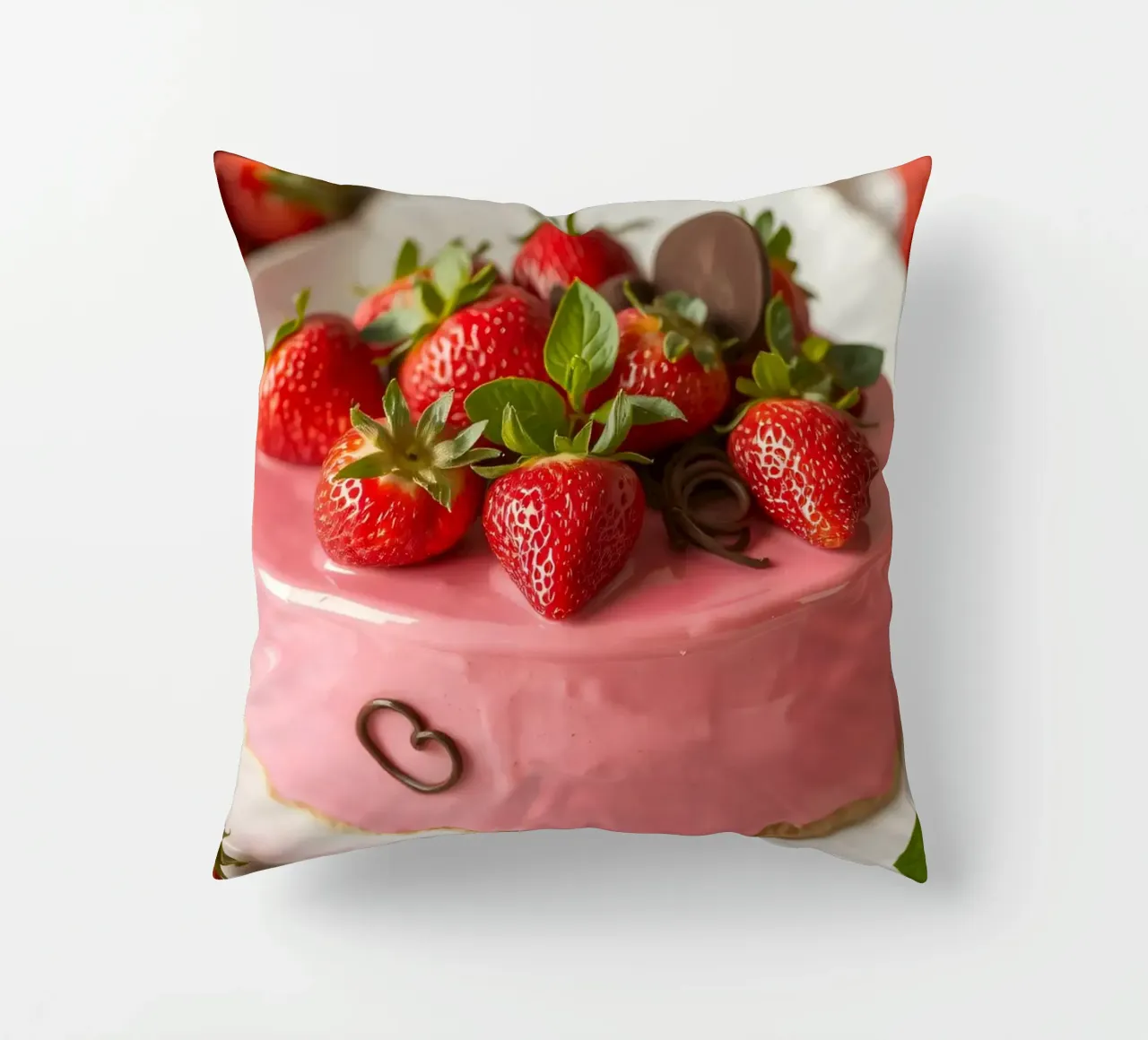 Deliziosa torta alle fragole con frutti di bosco freschi e menta cuscino da DesignDoodle