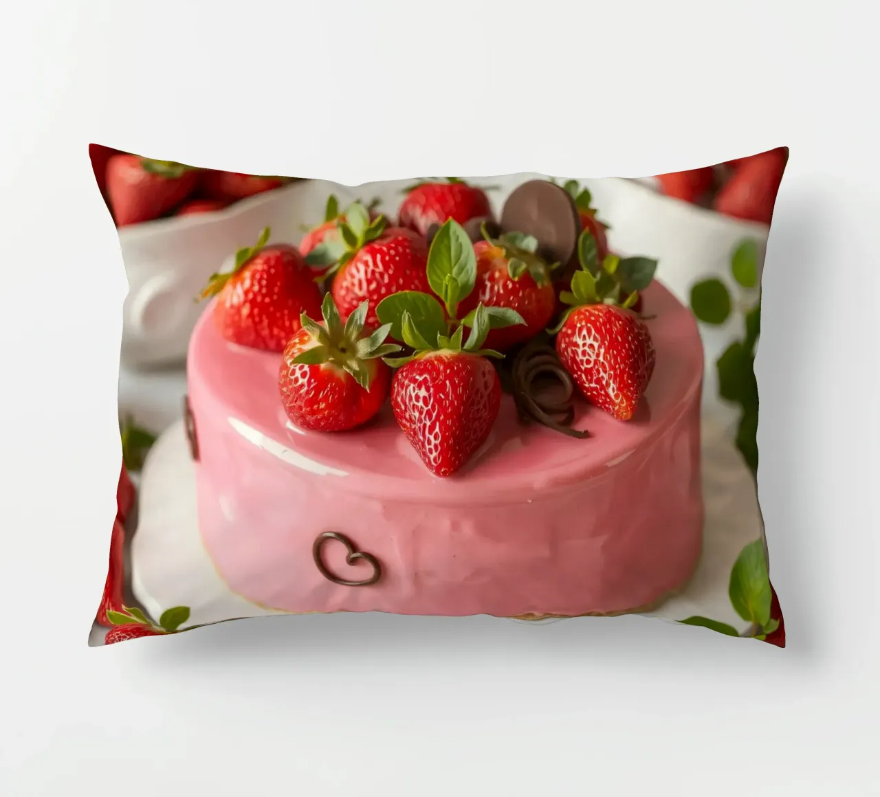 Deliziosa torta alle fragole con frutti di bosco freschi e menta cuscino da DesignDoodle