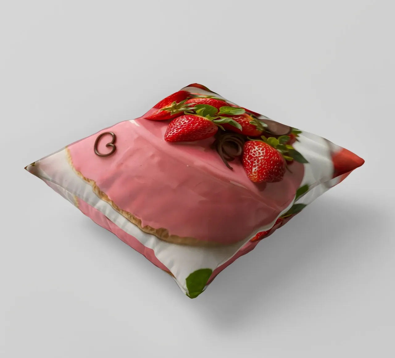 Deliziosa torta alle fragole con frutti di bosco freschi e menta cuscino da DesignDoodle