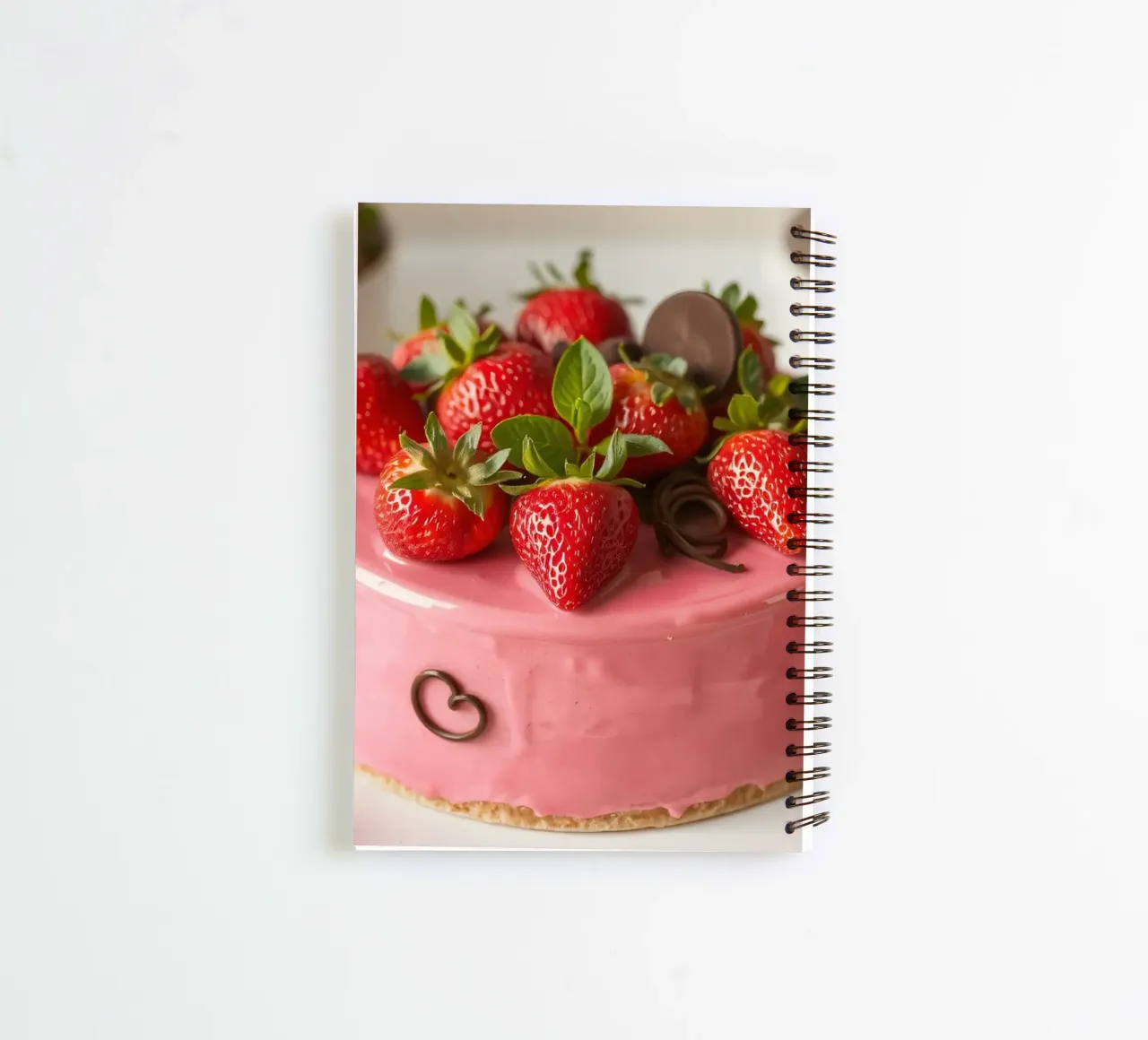Délicieux gâteau aux fraises garni de baies fraîches et de menthe carnet à spirale de DesignDoodle