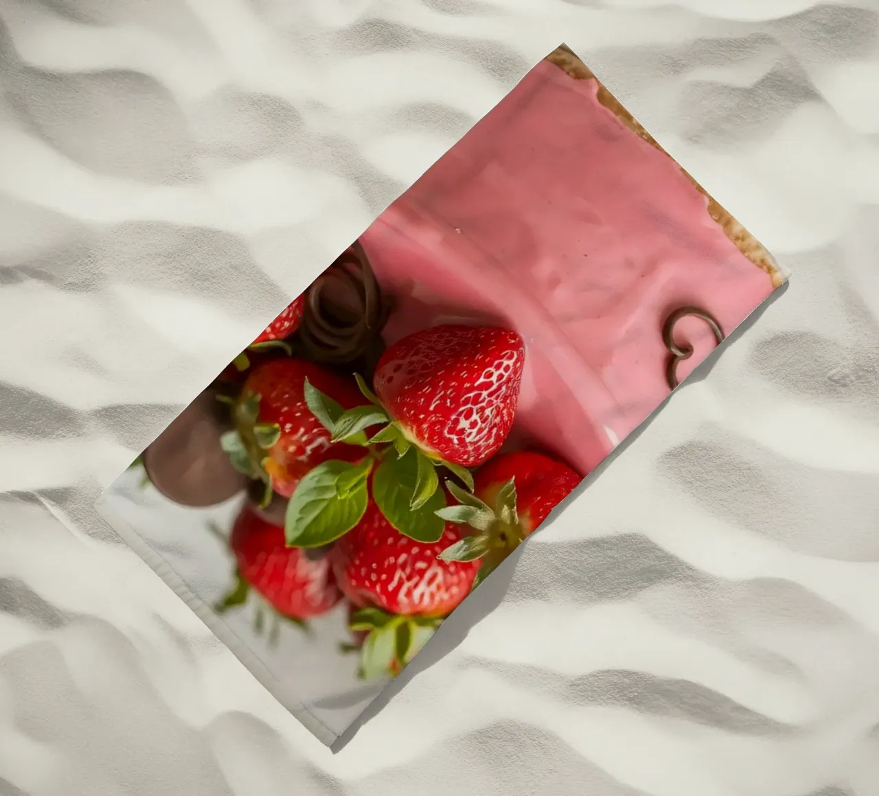 Leckerer Erdbeerkuchen mit frischen Beeren und Minze Strandtuch von DesignDoodle